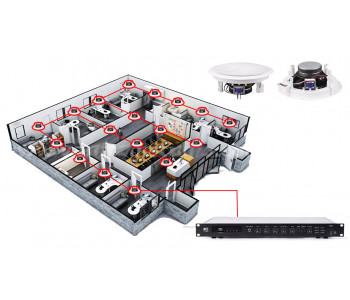 Акустична система для офісу 18 стельових динаміків TOA